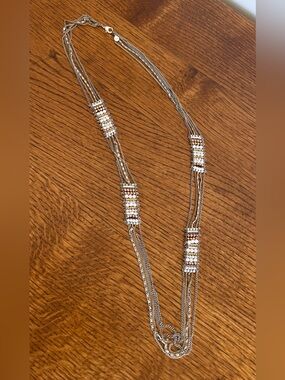 STELLA & DOT DAKOTA MULTI STRAND NECKLACE WITH MIXED METALS AND BEADS